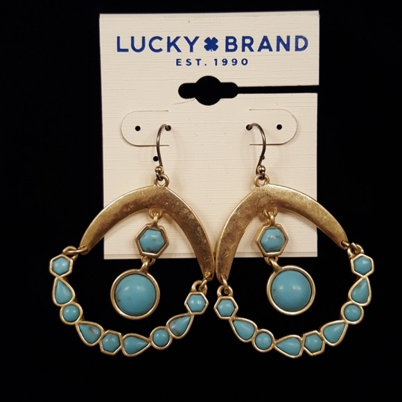Lucky Brand Jewelry - 🔥NWT🔥 Lucky Brand Gold Turquoise Hook Earrings